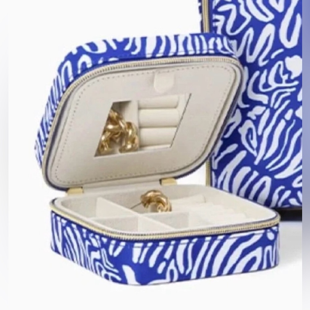 Lilly Pulitzer Martinique Blue Zee Bebe Travel Jewelry Box/Case